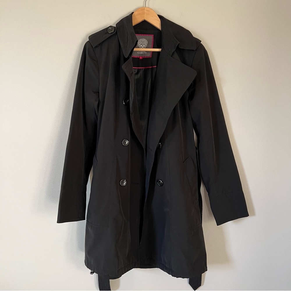 Vince Camuto Women's Medium Black Rain/ Trench Coat